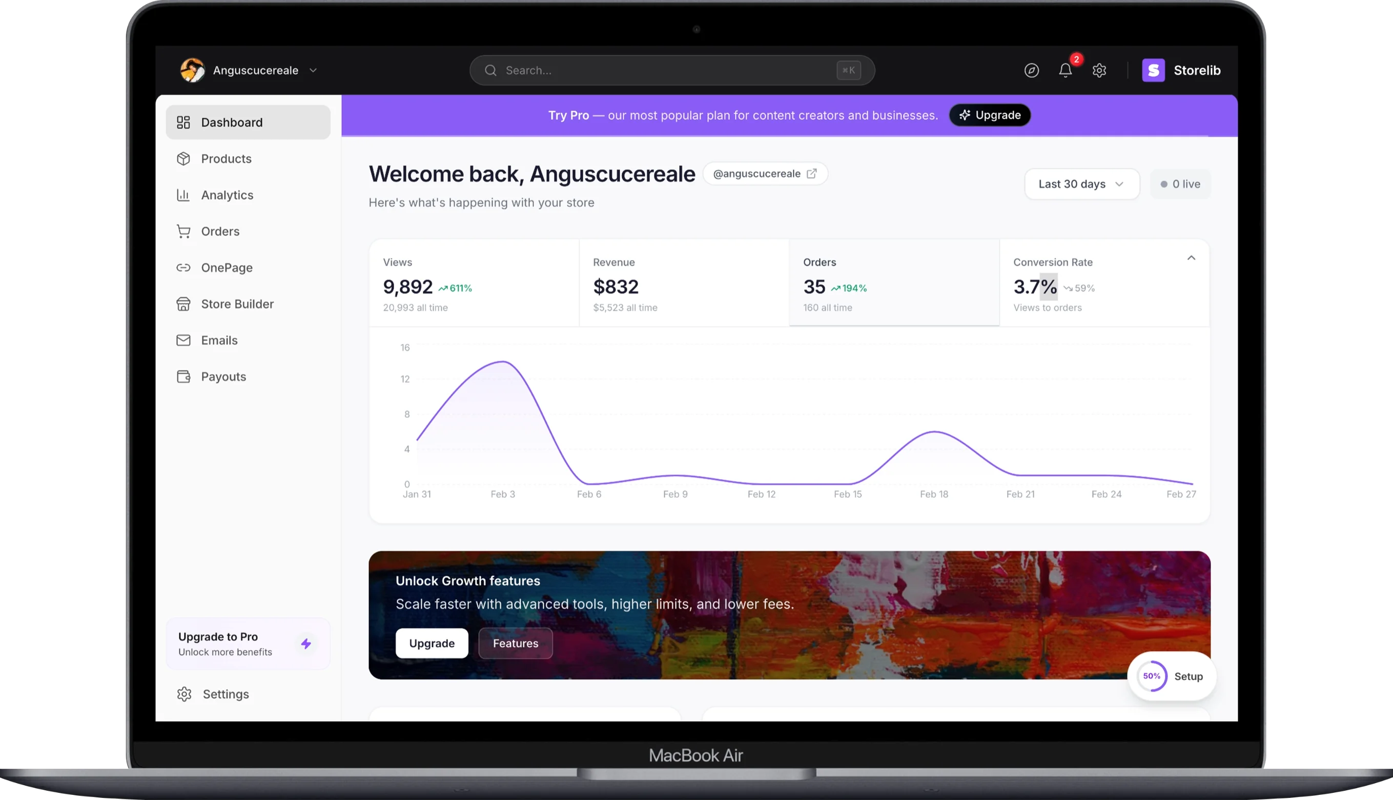 Storelib Dashboard view 1